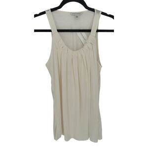 Banana Republic New! Cream Pleated Sleeveless Blouse Crew Neck Workwear Office S